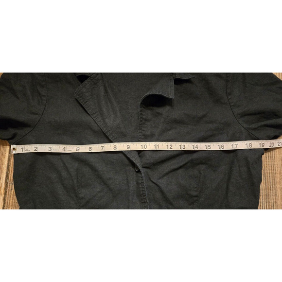 Vintage Studio Ease Womens Top 14 Black Button Front Linen Blend Blouse 80s 90s - Picture 9 of 10